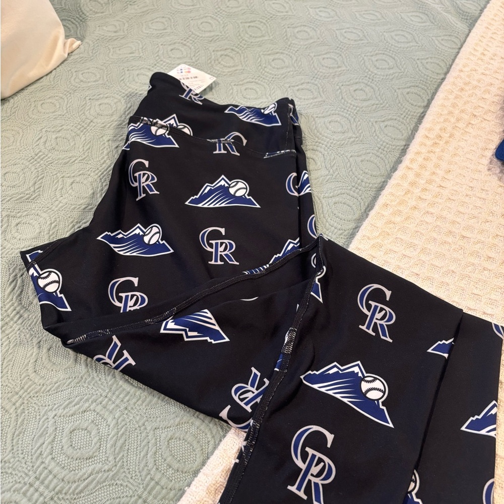 Colorado Rockies Black and Blue Logo Print leggings